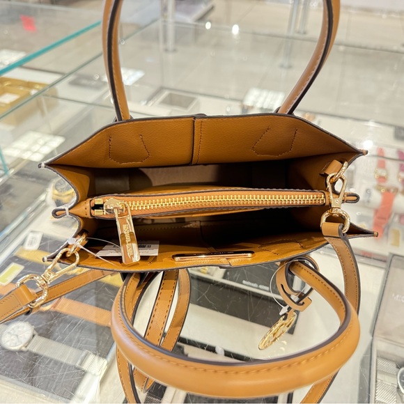 Michael Kors Mercer Satchel Shoulder Crossbody Bag MK Deer Multi Colorblock - Picture 7 of 14